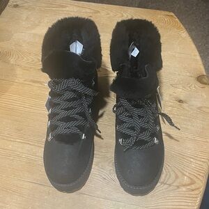Never Worn J Crew Women's Black Fur-Lined Boots